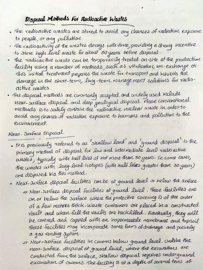 Disposal Methods of Radioactive Waste PDF Materials Nature