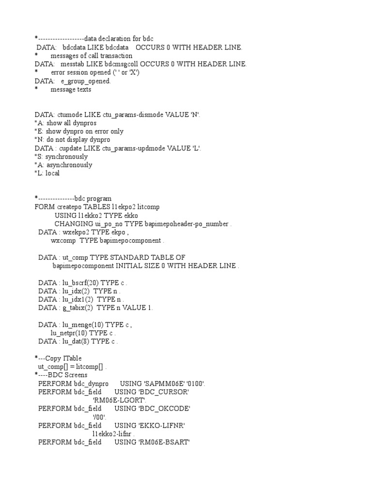 BDC Program for SAP Purchase Orders | PDF | Computer Data | Computing