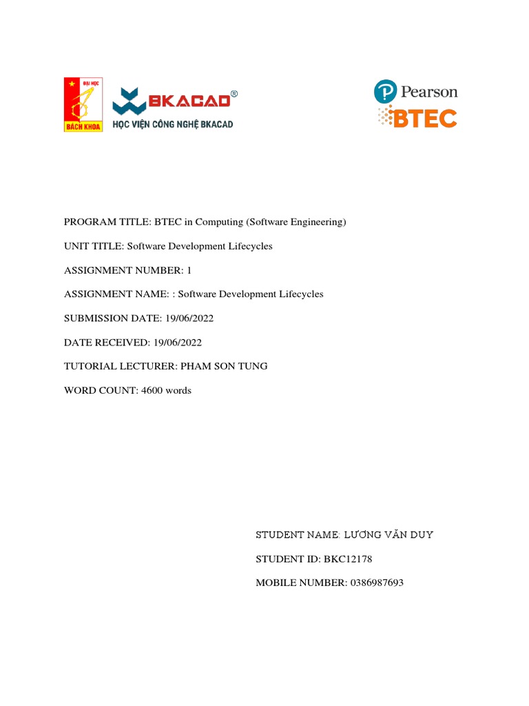 Sdlc Assignment 1 Pdf Software Development Process Software Testing
