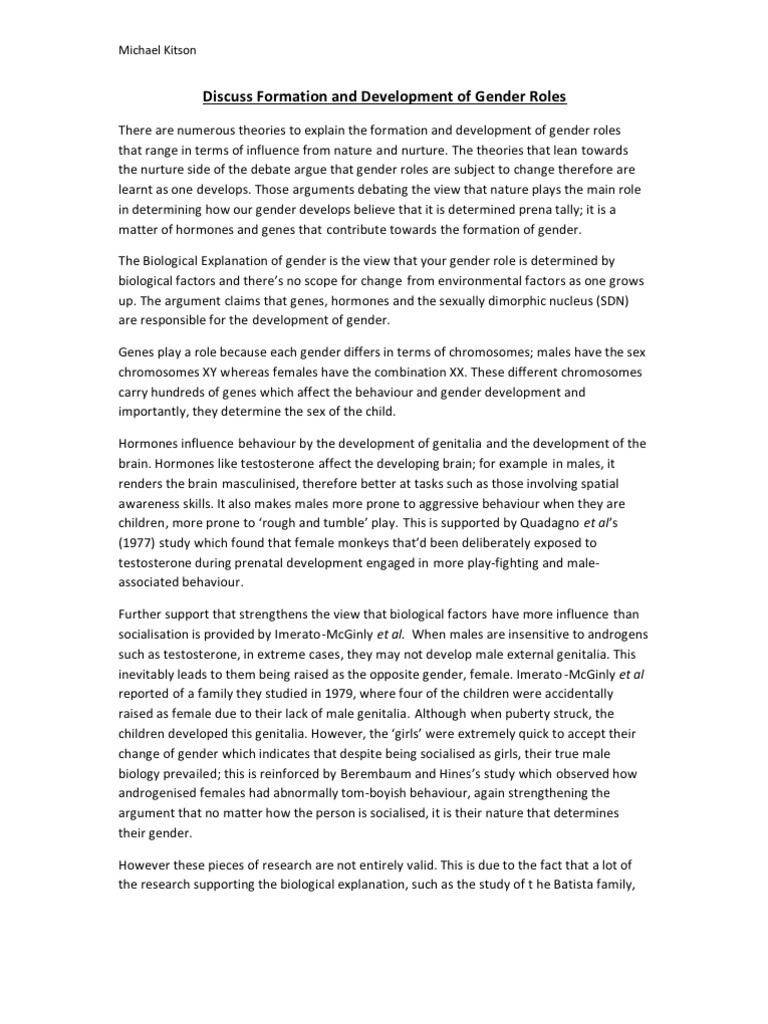 Discuss Formation and Development of Gender Roles | PDF | Gender Role ...