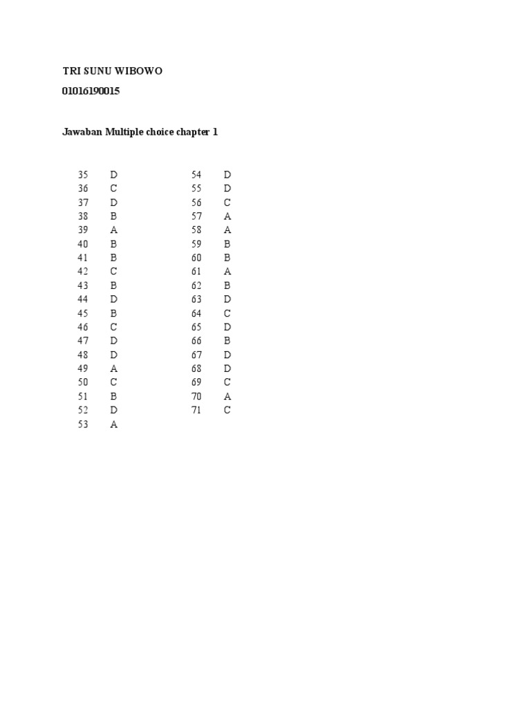Chapter 1 Multiple Choice Answers | PDF