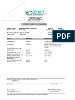 Methanol Technical Certificate of Analysis