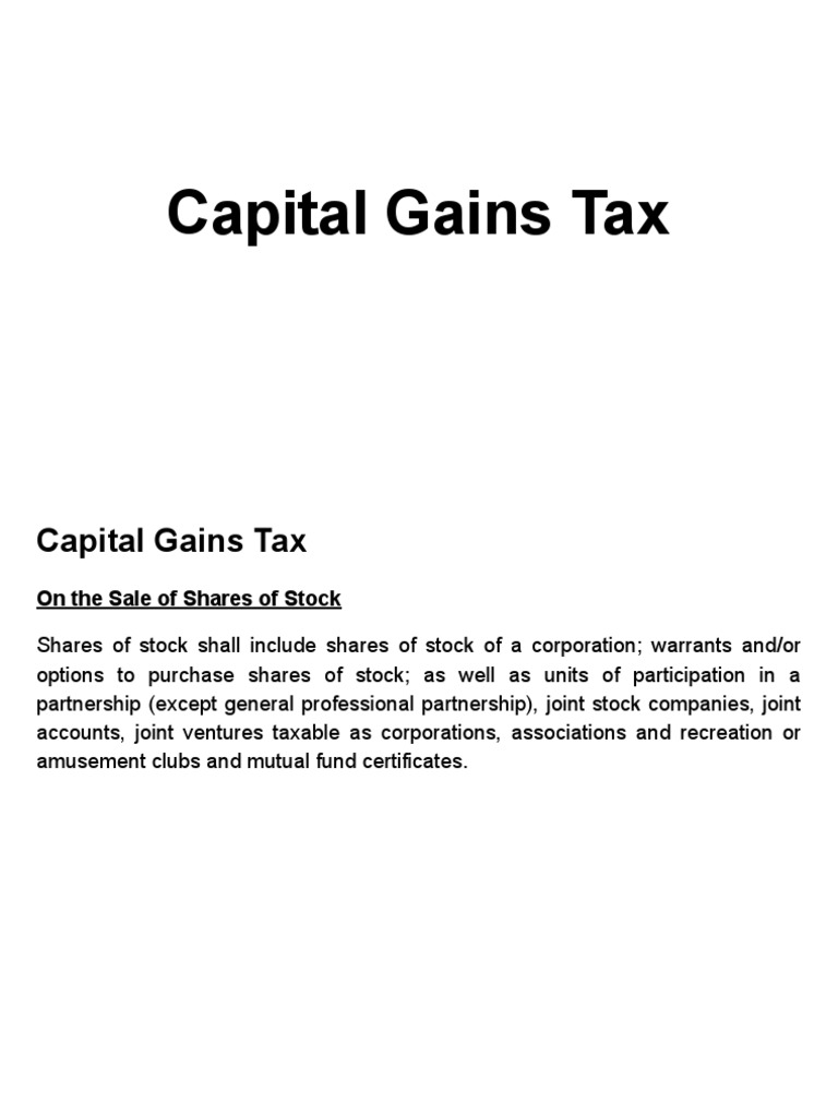 Capital Gains Tax PDF Stocks Capital Gains Tax