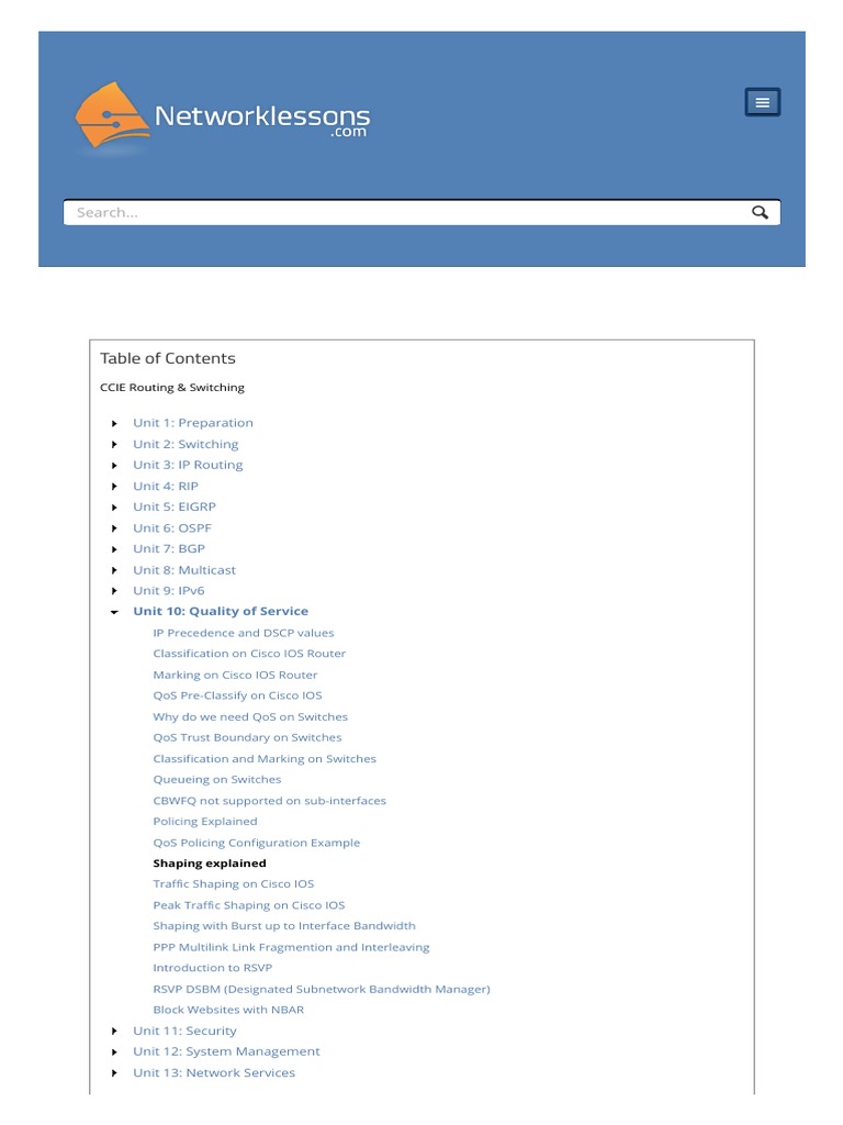 QoS Traffic Shaping Explained PDF Quality Of Service Standards