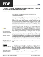 A Natural Language Interface To Relational Databases Using An Online Analytic Processing Hypercube