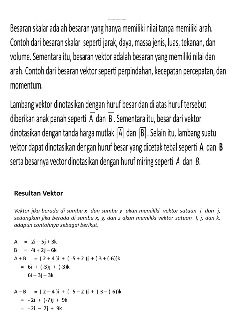 Besaran Vektor dan Skalar dalam Fisika | PDF