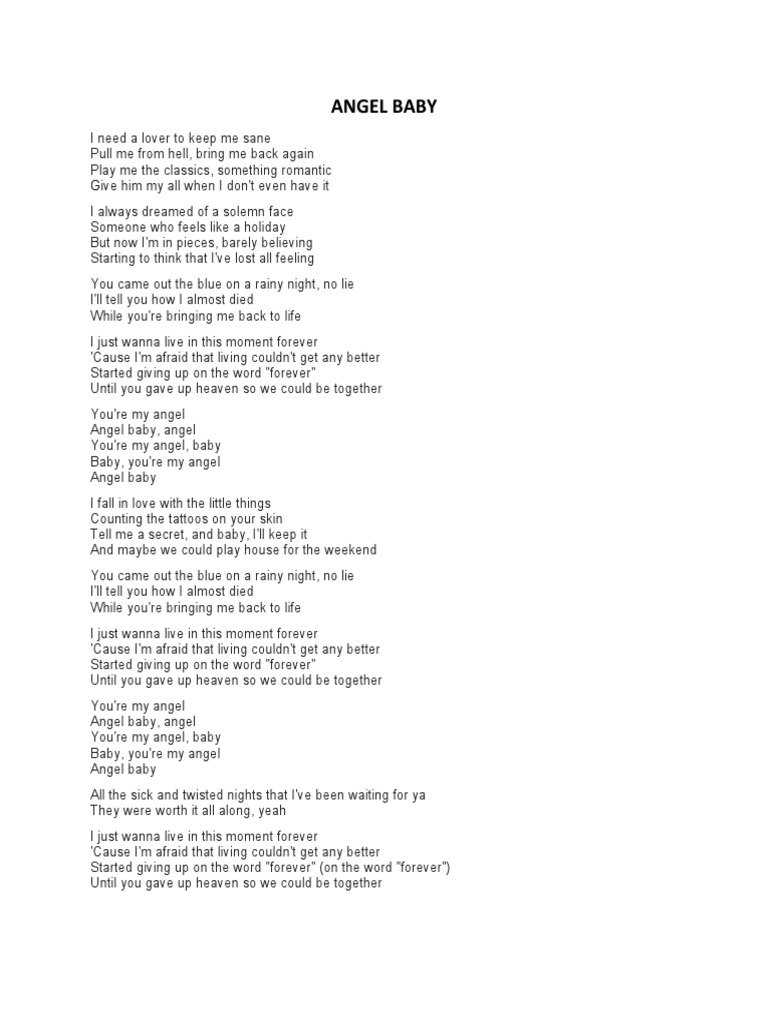 Lirik Lagu Angel Baby  PDF