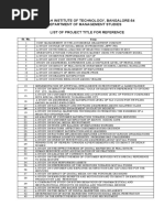 Ramaiah Institute of Technology, Bangalore-54 Department of Management Studies List of Project Title For Reference