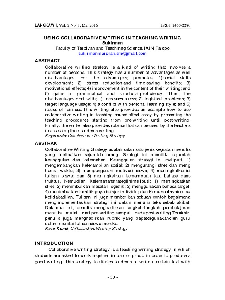 Collaborative Writing in Teaching Writing | PDF | English As A Second ...