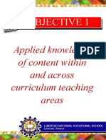 Objective 1: Applied Knowledge of Content Within and Across Curriculum Teaching Areas