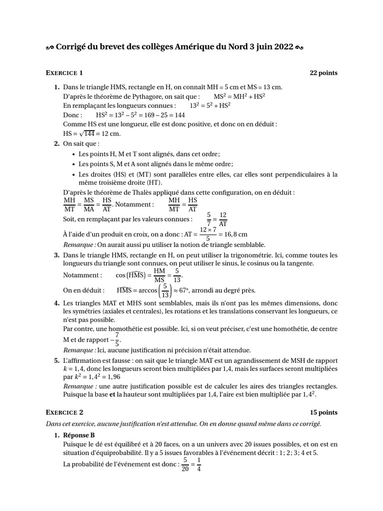 Corrige Brevet Amerique Nord Juin 2022 FK 2 PDF Fonction