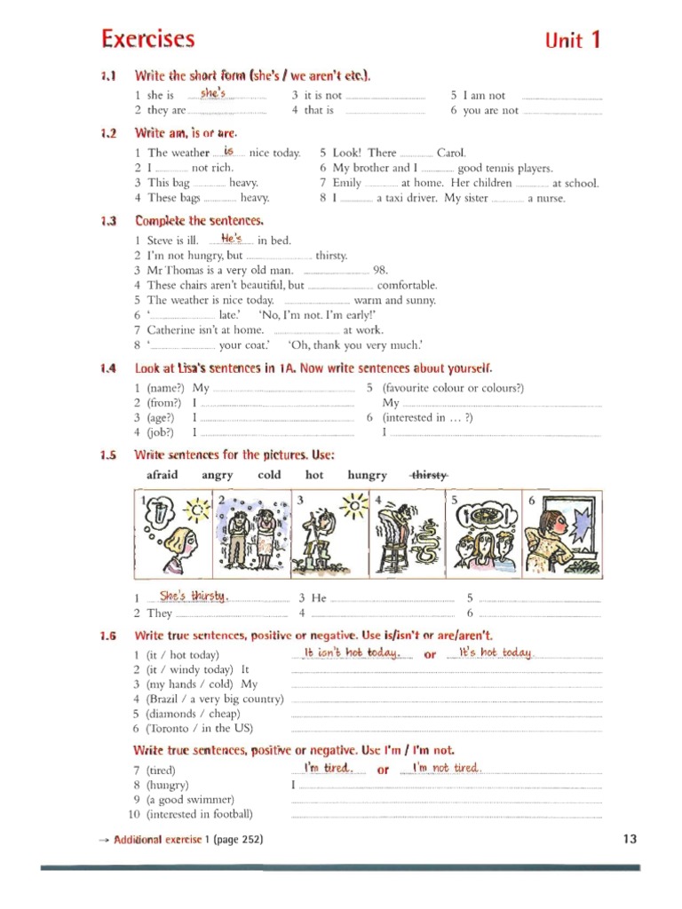 1 Am Is Are (Exercises) | PDF