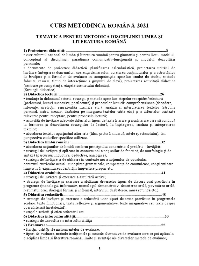 Curs Metodica Romana 2021 | PDF
