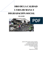 Deterioro de La Calidad de La Vida Humana y La Degradación Social - Trabajo Religión