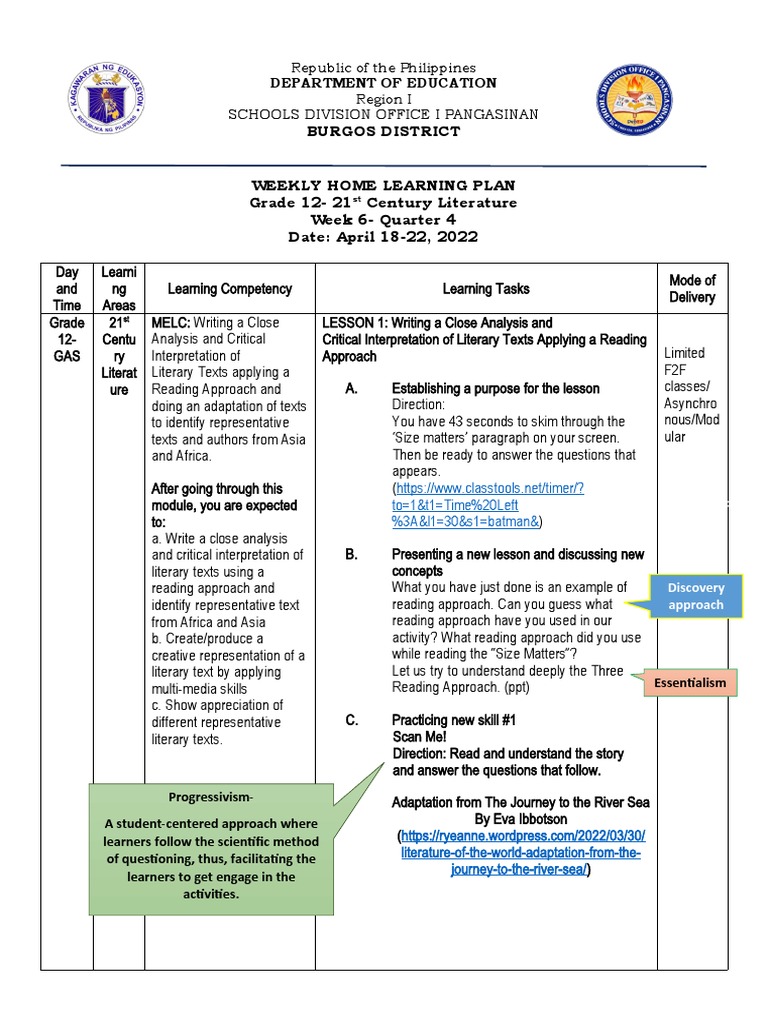 COT 121st Century Literature Q4WEEK 1112 PDF Learning Cognition