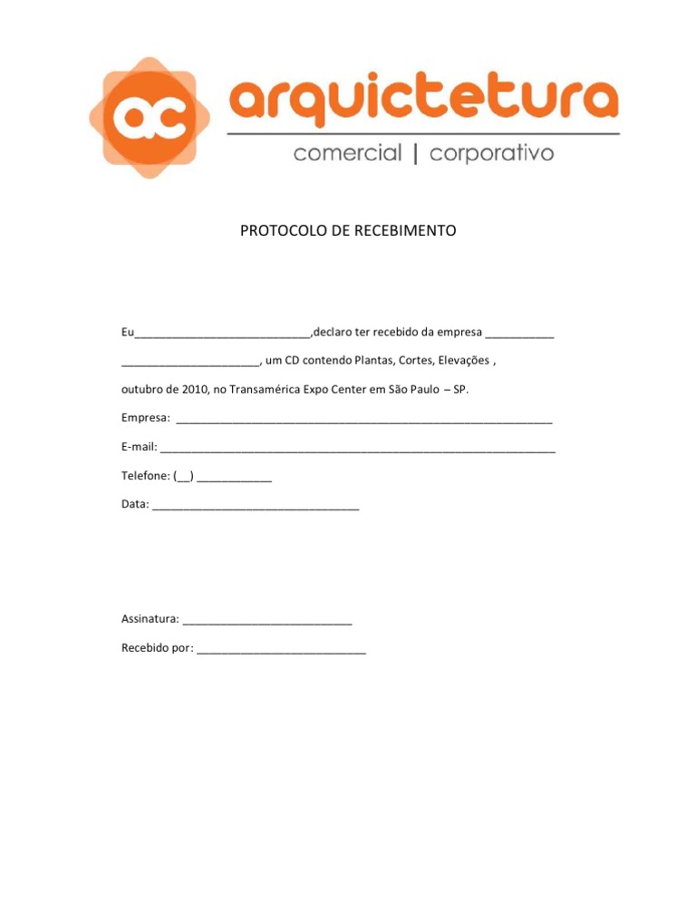 PROTOCOLO DE RECEBIMENTO