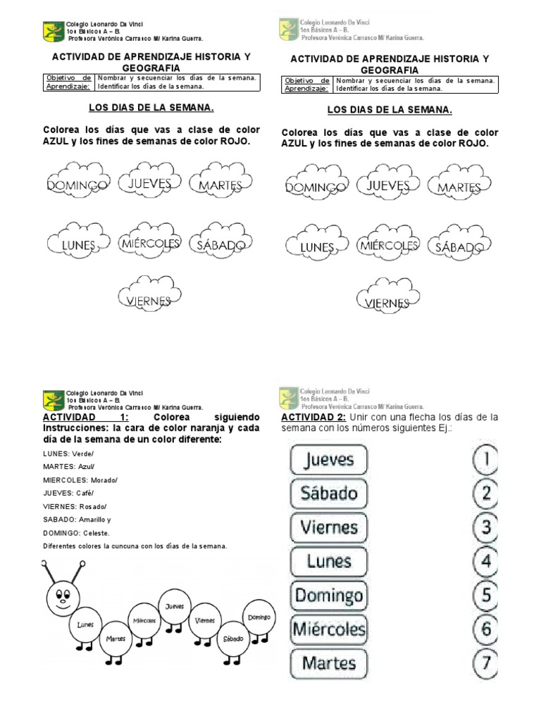 Actividades de los Días de la Semana | PDF | Color