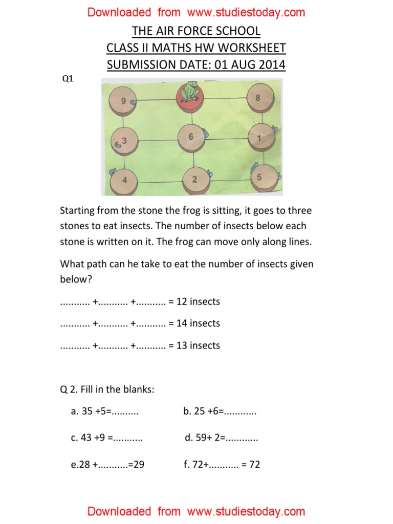 CBSE Class 2 Maths Practice Worksheets (112) - Addition | PDF