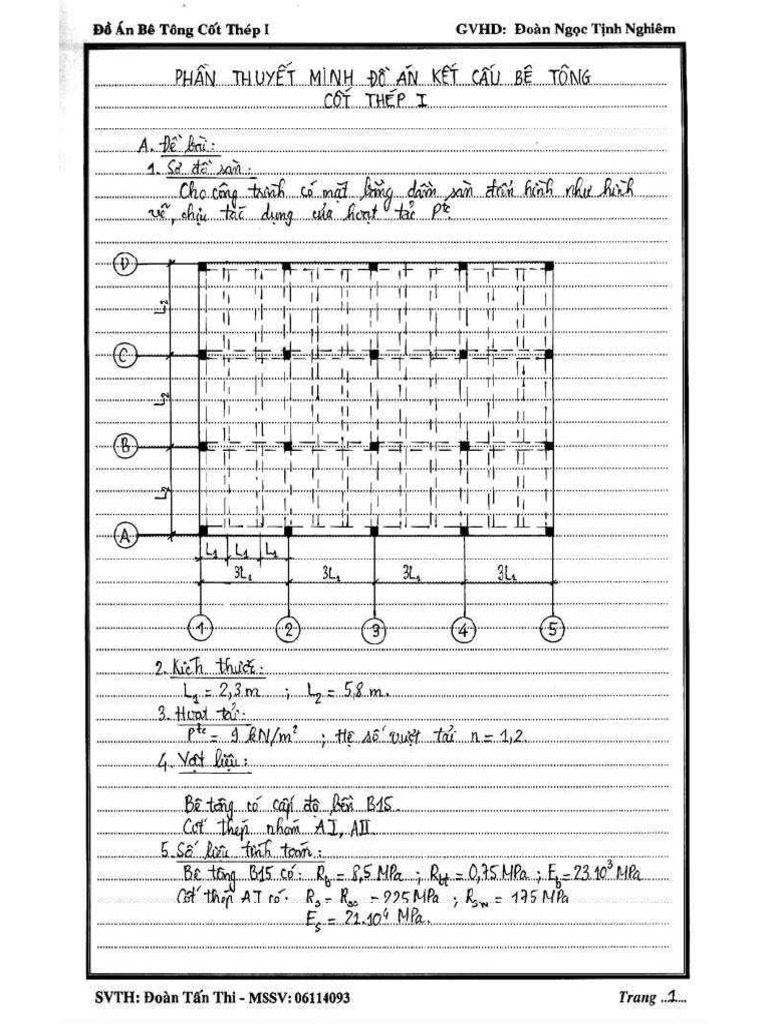 TM Đồ Án BTCT 1 - Sàn Sườn Toàn Khối Có Bản Dầm | PDF