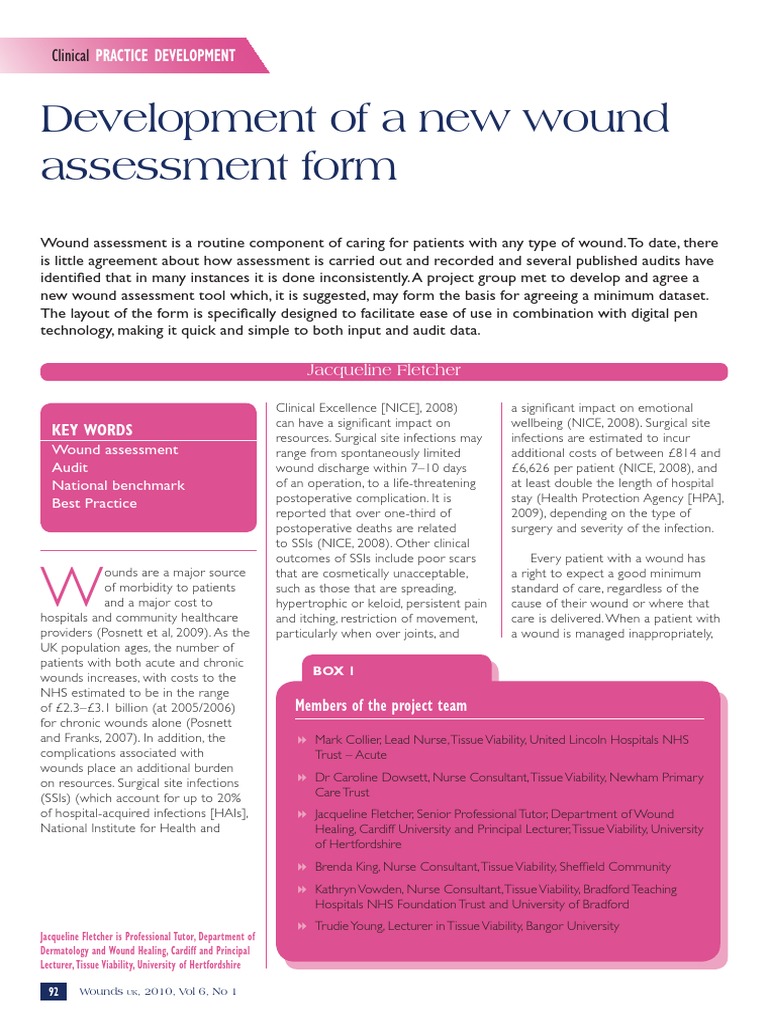 Development of A New Wound Assessment Form | PDF | Wound | Pain