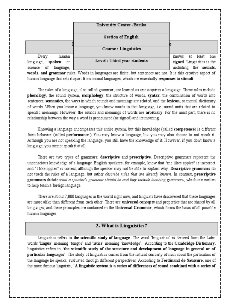 Overview of Linguistic Theories and Branches | PDF | Linguistics ...