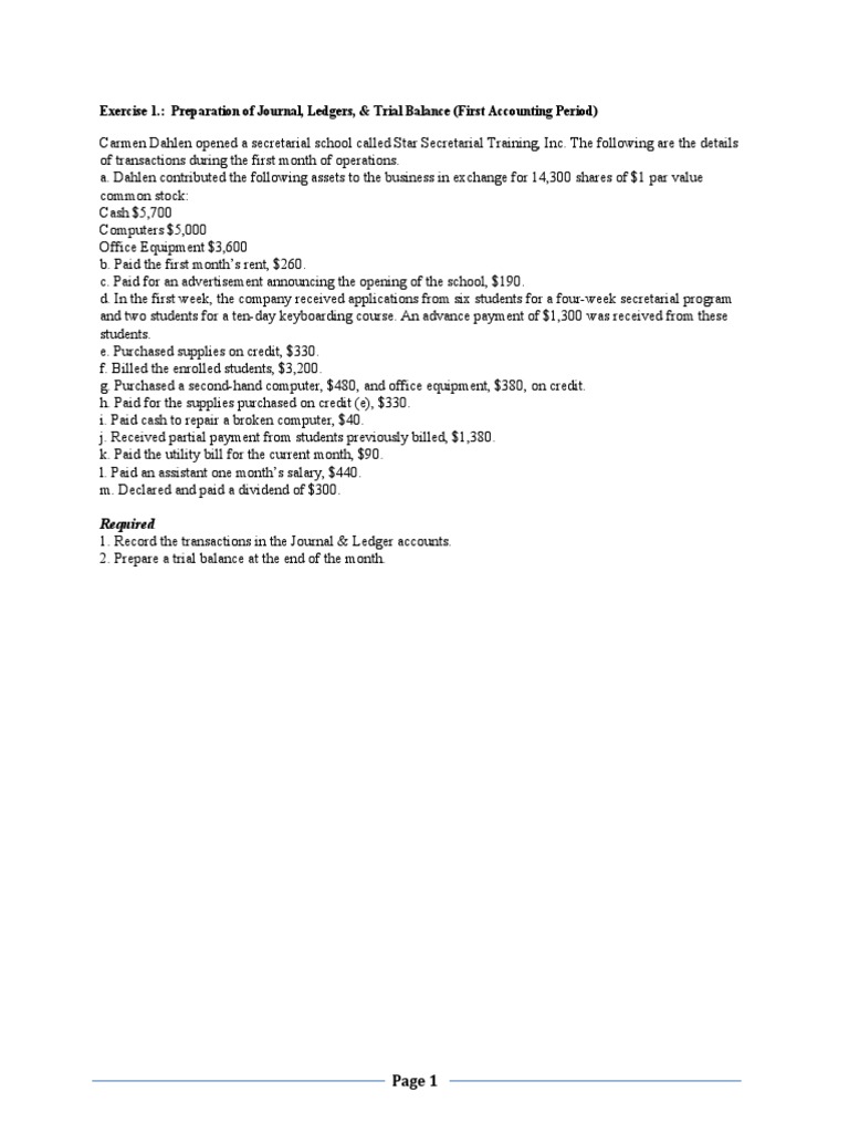 Journal, Ledger & Trial Balance Setup | PDF | Debits And Credits ...