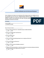 Formulaire FATCA D'auto Certification Pour Les Personnes Physiques X