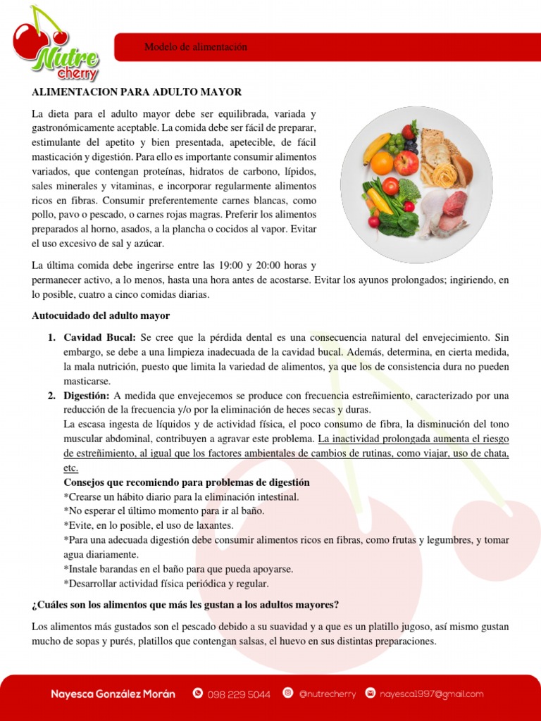 Alimentación Saludable para Adultos Mayores | PDF | ensalada | Alimentos