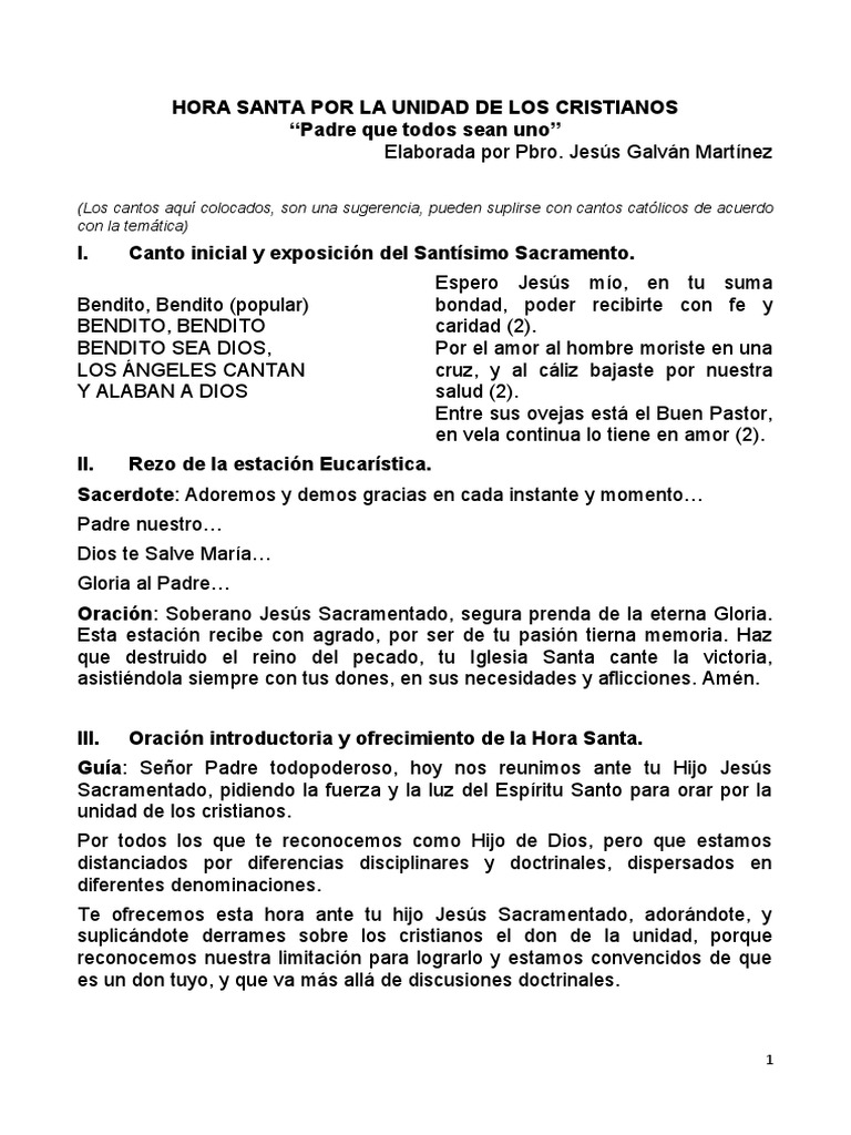 Oración por la unidad de los cristianos | PDF | Oración | eucaristía