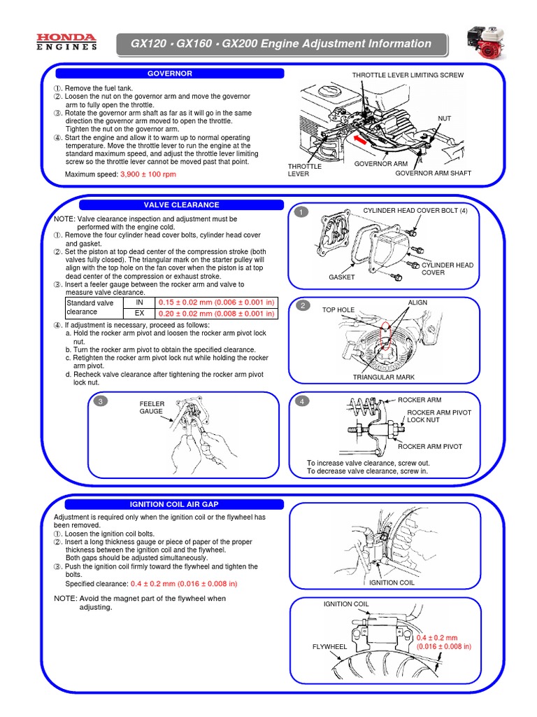 Honda GX Engine Adjustment Guide | PDF | Throttle | Nut (Hardware)