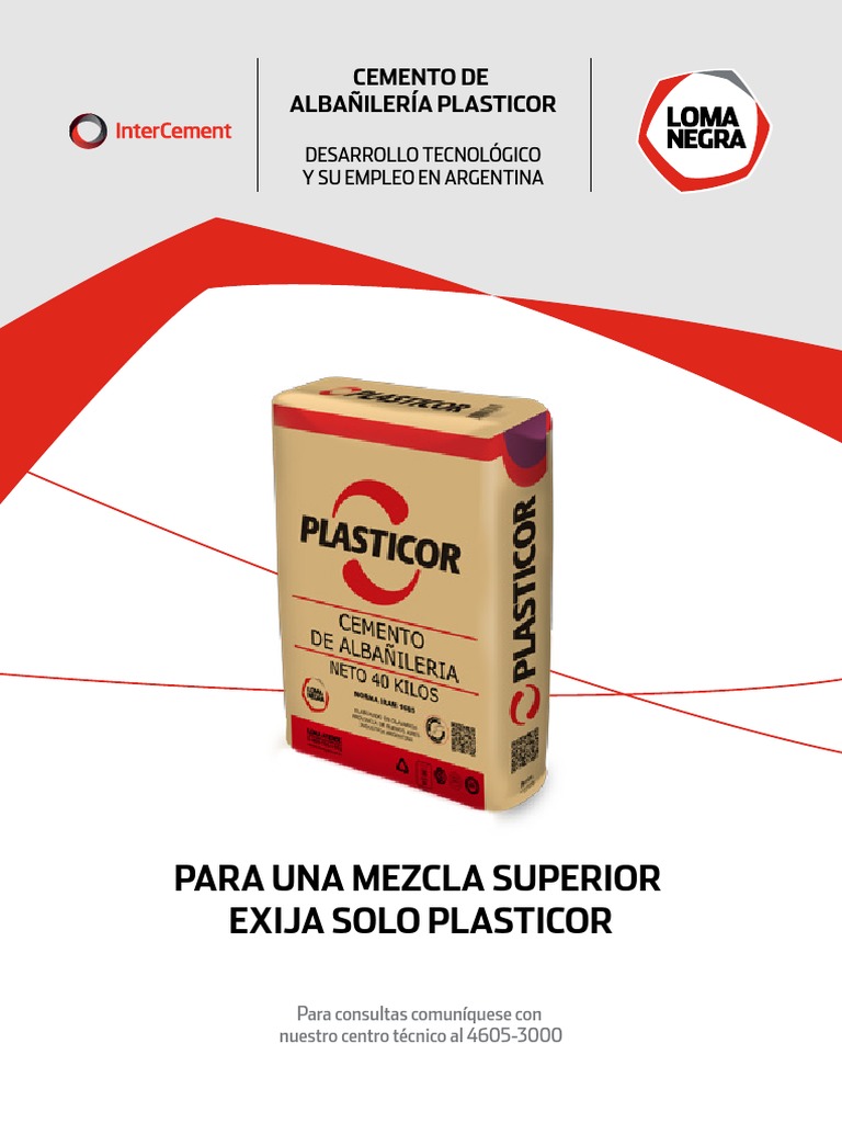 Rendimiento y uso de Plasticor en albañilería | PDF | Cemento ...