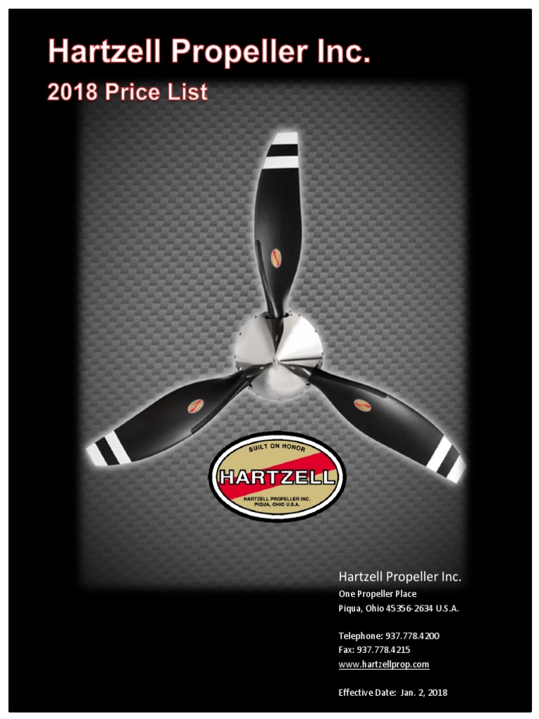 2018 Hartzell Propeller Price List, PDF, Machines