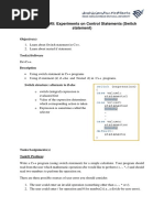 Experiments On Control Statements (Switch Statement)