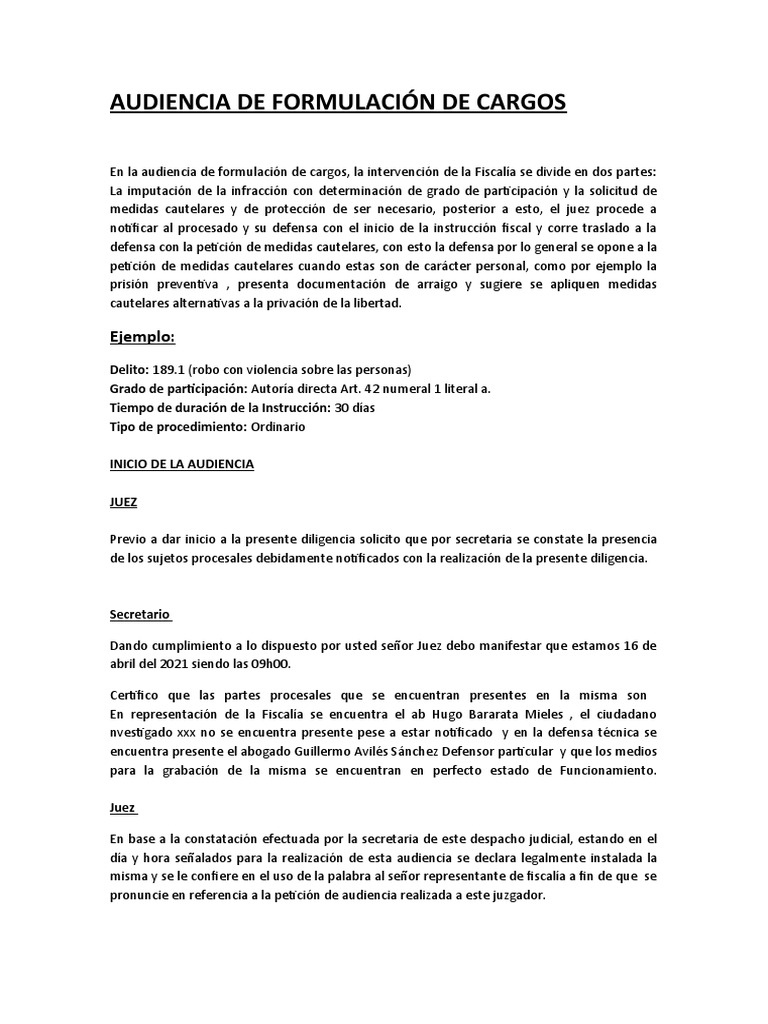 Formulacion de Cargos Alejandro Aviles | PDF | Mandato | Fiscal