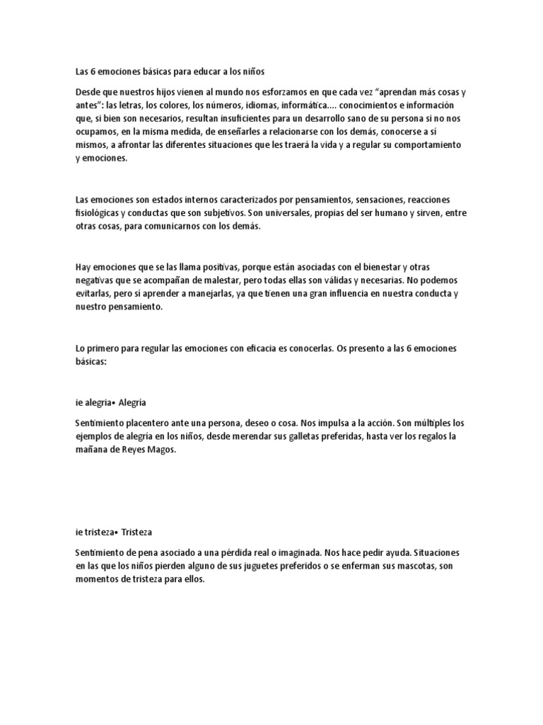 6 Emociones Clave en la Educación Infantil | PDF | Las emociones | Ira