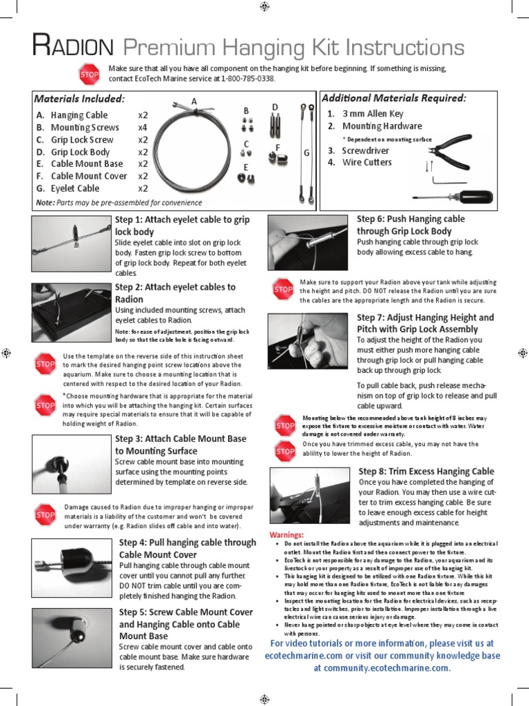 Hanging Kit Instructions Manual en PDF Screw Machines