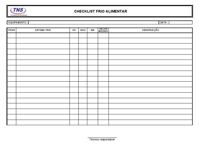 CHECKLIST FRIO ALIMENTAR v1 | PDF