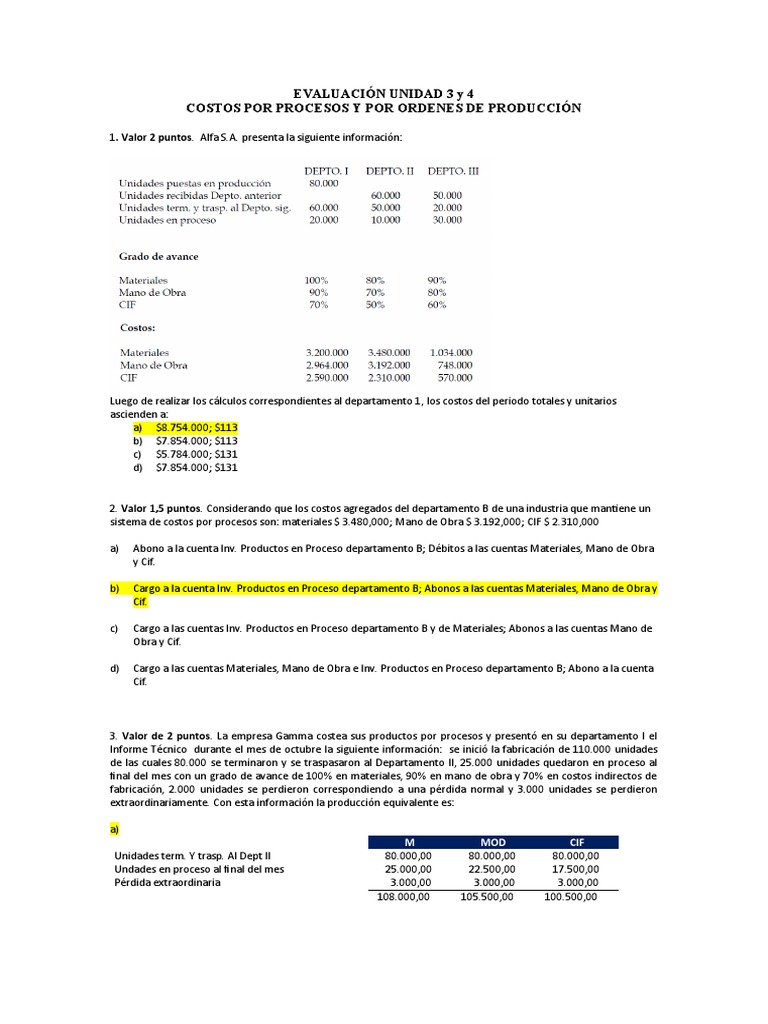 Costos por Procesos y Órdenes de Producción | PDF | Contabilidad ...