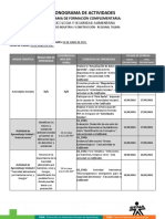 Cronograma de Actividades: Programa de Formación Complementaria