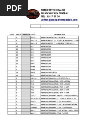 Inventario de Abrazaderas y Aceites | PDF | Esquivar | Motores