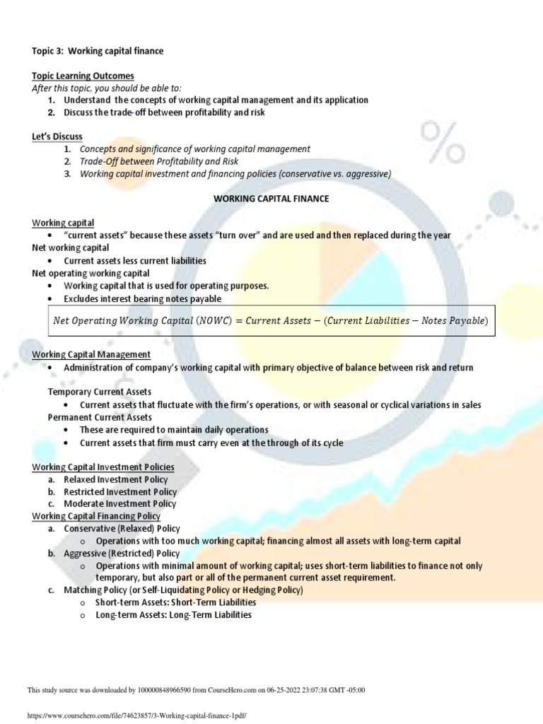 Working Capital Financing Policies Explained | PDF | Working Capital ...