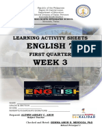 English 7 Week 3: Learning Activity Sheets First Quarter