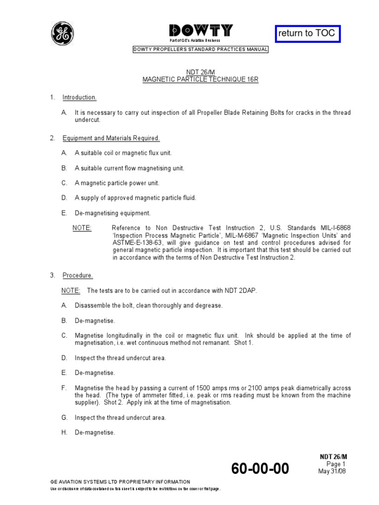 Return To TOC Dowty Propellers Standard Practices Manual PDF