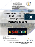 English 8 Weeks 5 & 6: Learning Activity Sheets First Quarter