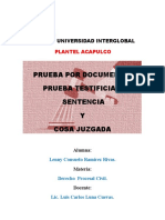 Tarea Prueba Por Documento, Testificial, Sentencia y Cosa Juzgada