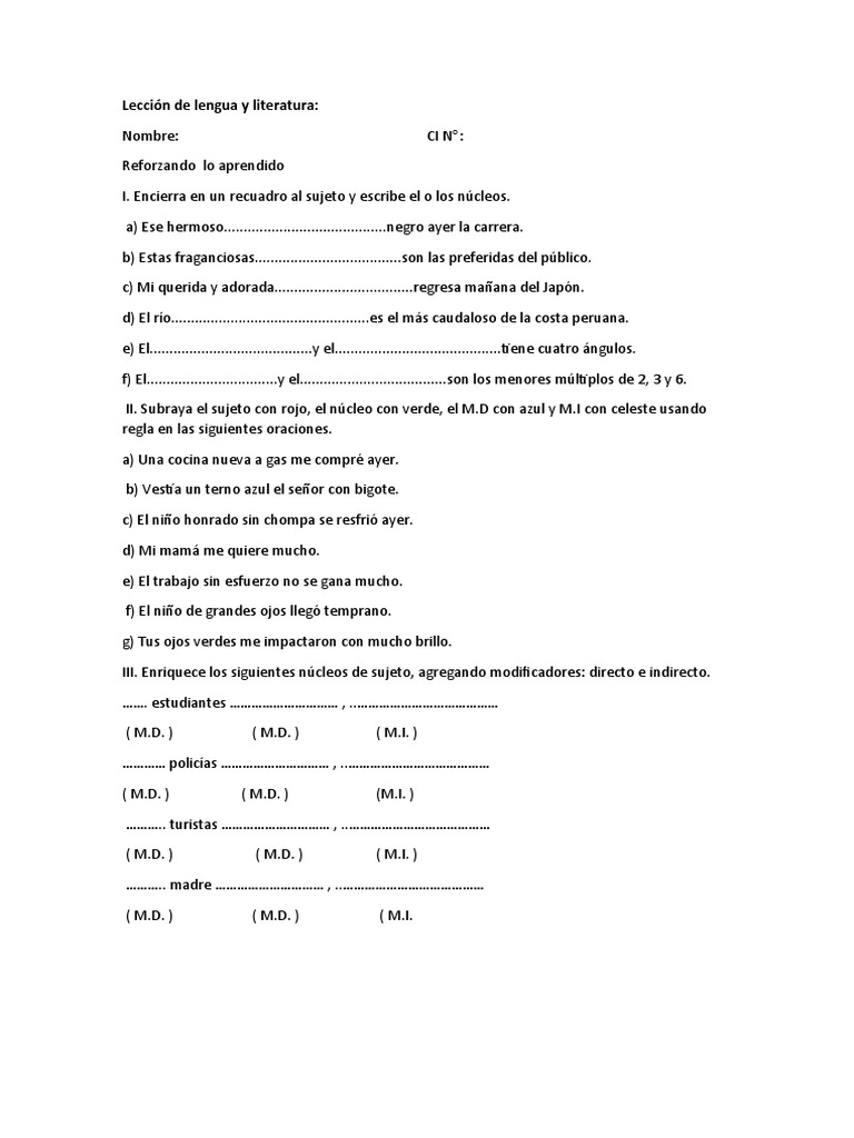 Lección de Lengua y Literatura | PDF