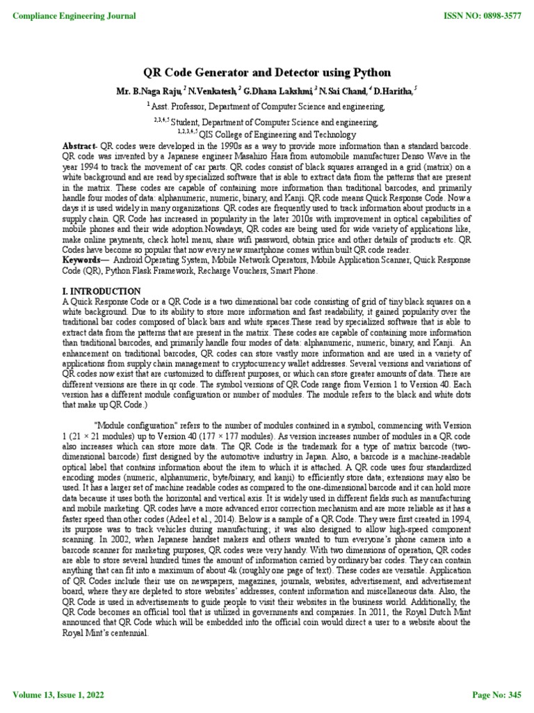 QR Code Generator and Detector Using Python | PDF | Qr Code | Barcode