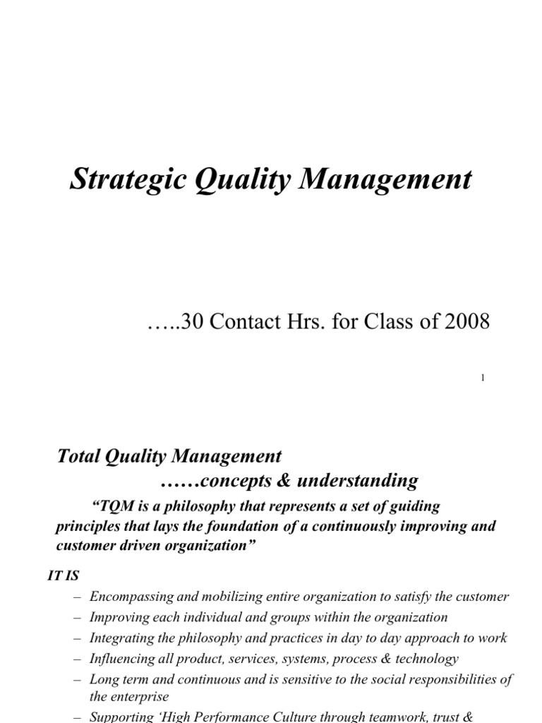 Strategic Quality Management PDF Business Process Strategic
