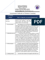 Assessment Methods in Distance Learning: Assessment Method How To Adapt The Assessment Method in DL