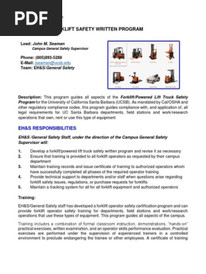 Forklift Safety-written Program 2016